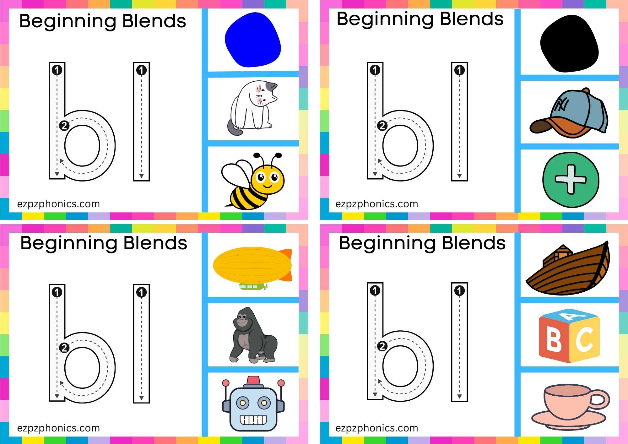 BL Beginning Blends Clip Cards Trace The Letters And Clip the Correct Image Set 1